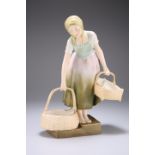 AN ERNST WAHLISS POTTERY FIGURE OF A GIRL, CIRCA 1900