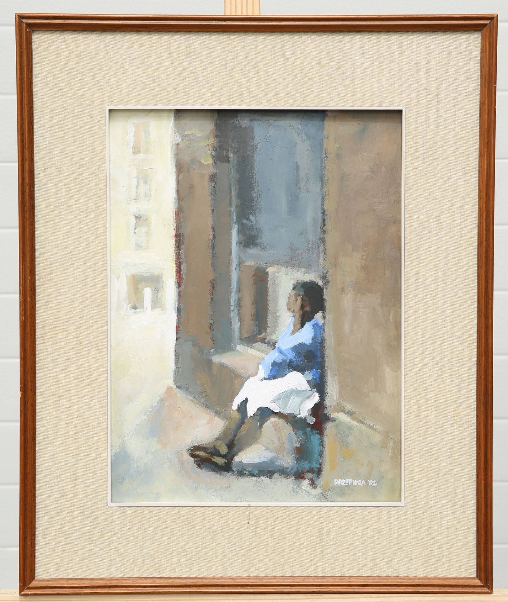 DAVID STEFAN PRZEPIORA (POLISH, BORN 1944), GIRL SITTING IN A DOORWAY