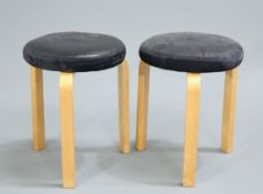 A PAIR OF ALVAR ALTO FOR ARTEK, FINLAND, MODEL 60 STOOLS