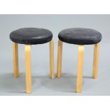 A PAIR OF ALVAR ALTO FOR ARTEK, FINLAND, MODEL 60 STOOLS