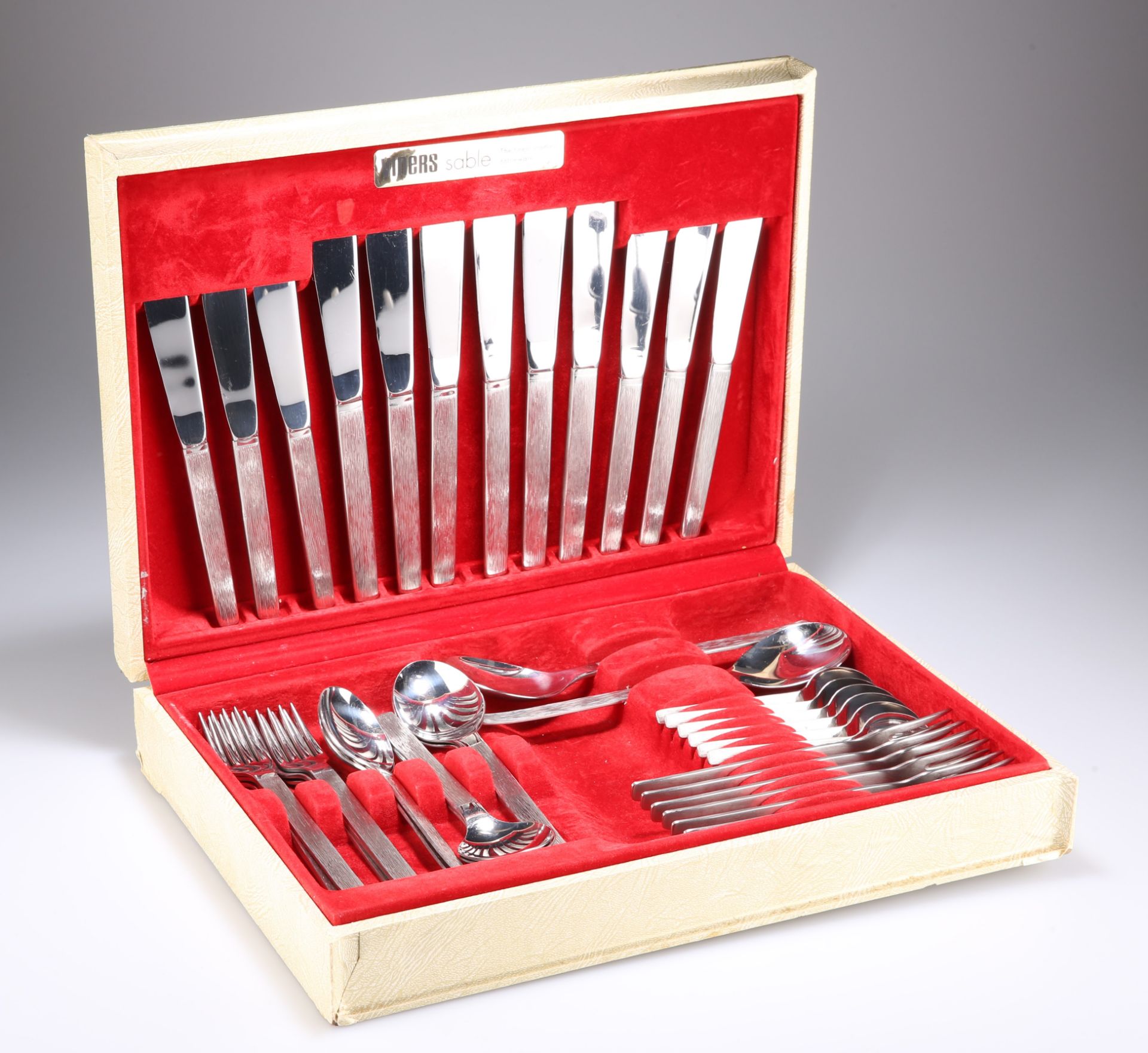 GERALD BENNEY (1930-2008) A VINERS STAINLESS STEEL SABLE PATTERN 38 PIECE CUTLERY SERVICE - Image 2 of 3