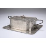 AN ART NOUVEAU PEWTER BUTTER DISH BY CONNELL