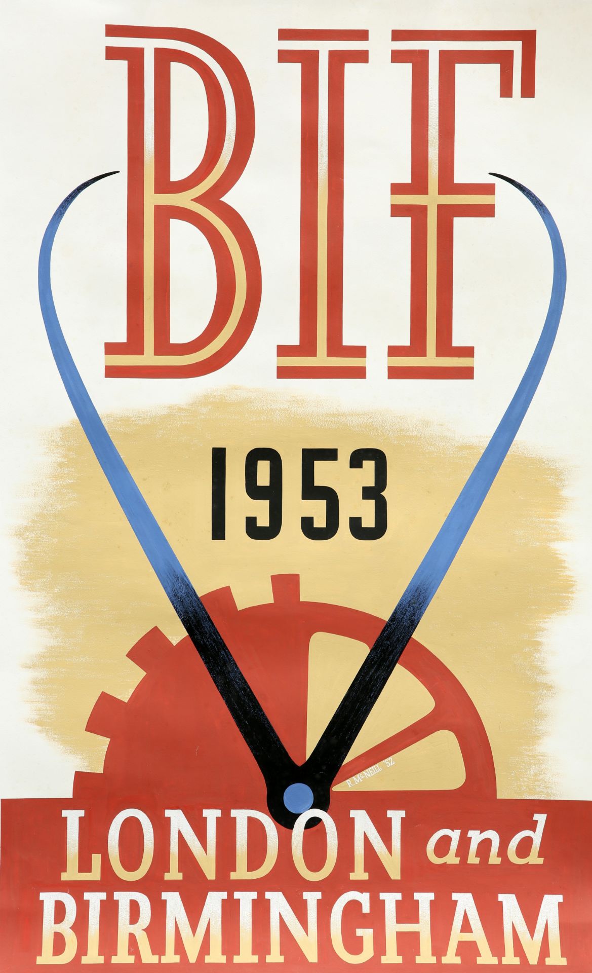 RONALD (RON) MCNEILL (1932-2020), BIF 1953 LONDON AND BIRMINGHAM, AN ORIGINAL DESIGN FOR A POSTER