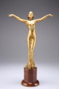 AN EARLY 20TH CENTURY GILT-METAL FIGURE OF A DANCER, IN THE ART DECO TASTE