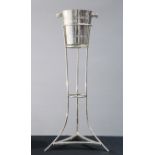 AN ART DECO SILVER-PLATED ICE BUCKET ON STAND