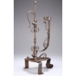 MANNER OF GOBERG AN ARTS AND CRAFTS WROUGHT IRON CANDLE HOLDER