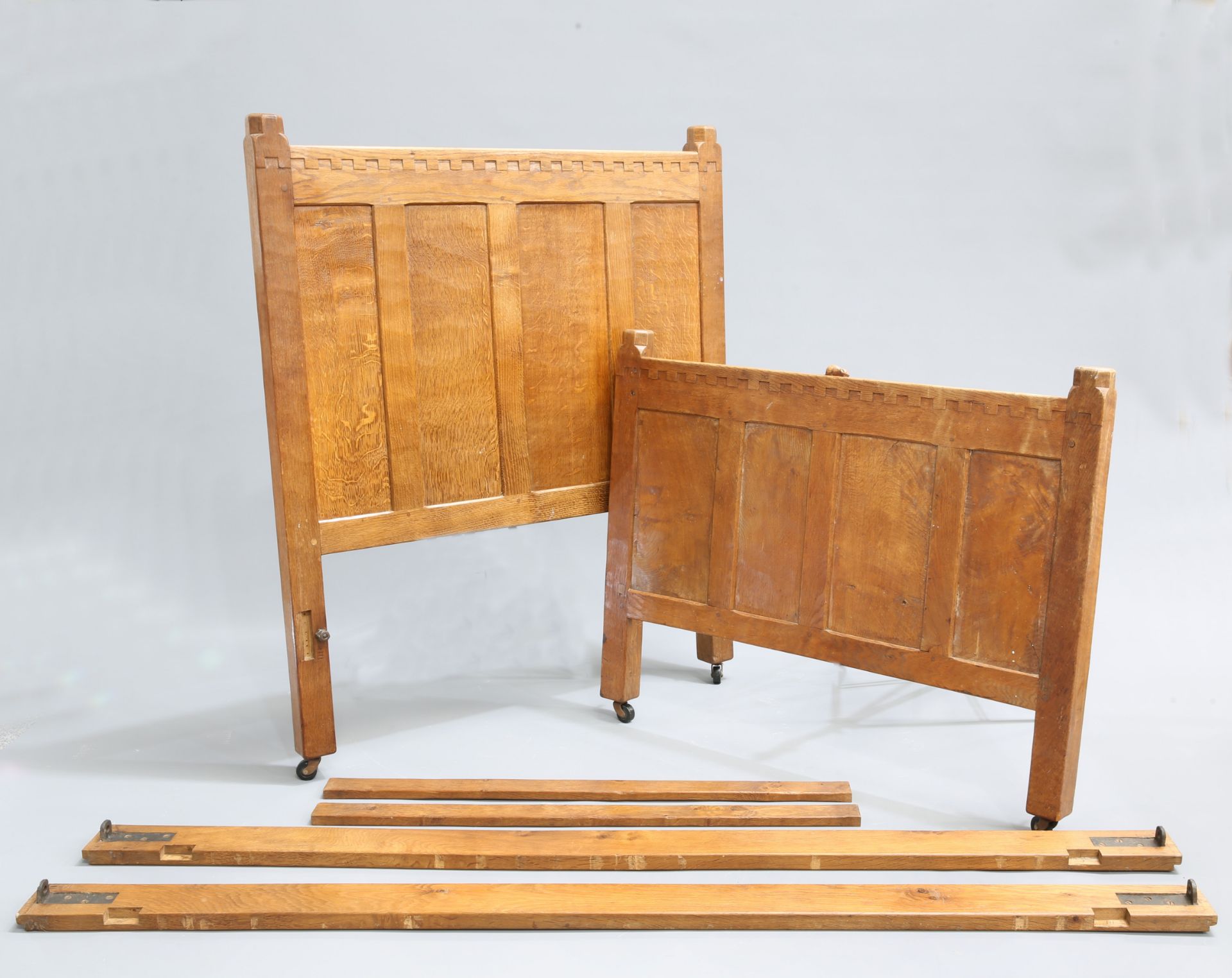 ROBERT THOMPSON OF KILBURN, A MOUSEMAN OAK 3' 6" BEDSTEAD