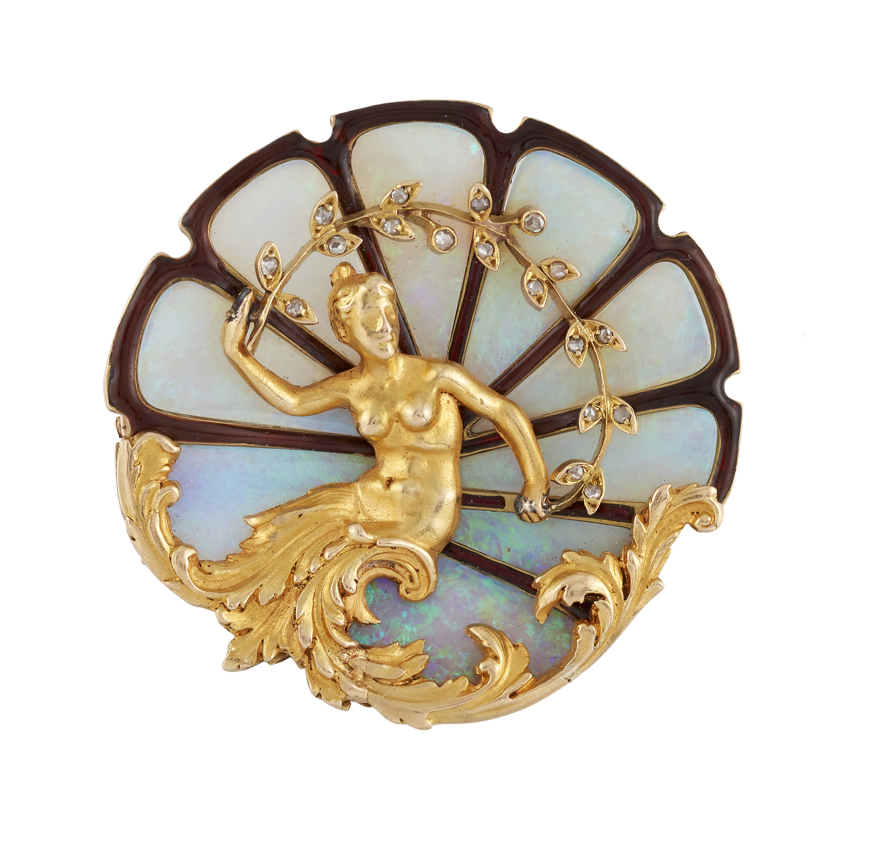 AN ART NOUVEAU OPAL, ENAMEL AND DIAMOND BROOCH, BY GEORGE FOUQUET - Image 2 of 2