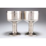 CHRISTOPHER NIGEL LAWRENCE (BORN 1936), A PAIR OF ELIZABETH II HEAVY SILVER GOBLETS