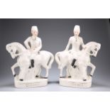 TWO STAFFORDSHIRE FLAT-BACK POTTERY FIGURES