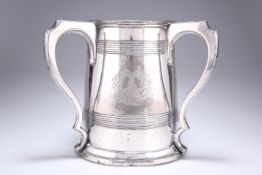 A LARGE SILVER-PLATED BRITANNIA METAL TYG