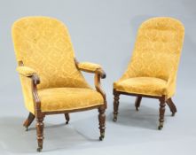 A PAIR OF VICTORIAN ROSEWOOD PARLOUR CHAIRS