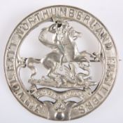 A PRE-1908 PIPERS' PATTERN SILVER-PLATED PLAID BROOCH