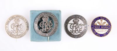 THREE WWI 'SERVICES RENDERED' SILVER PIN BADGES