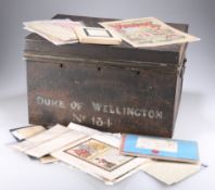 A BLACK JAPANNED DEED BOX CONTAINING EPHEMERA