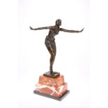 AN ART DECO STYLE BRONZE FIGURE OF A DANCER