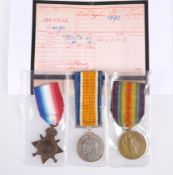 A 1914/15 STAR WITH WAR AND VICTORY MEDALS