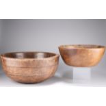 TWO 19TH CENTURY TREEN DAIRY BOWLS