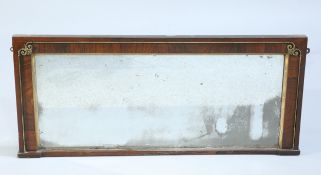 A REGENCY BRASS MOUNTED ROSEWOOD OVERMANTLE MIRROR