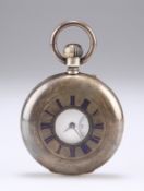 AN UNMARKED SILVER HALF-HUNTER POCKET WATCH