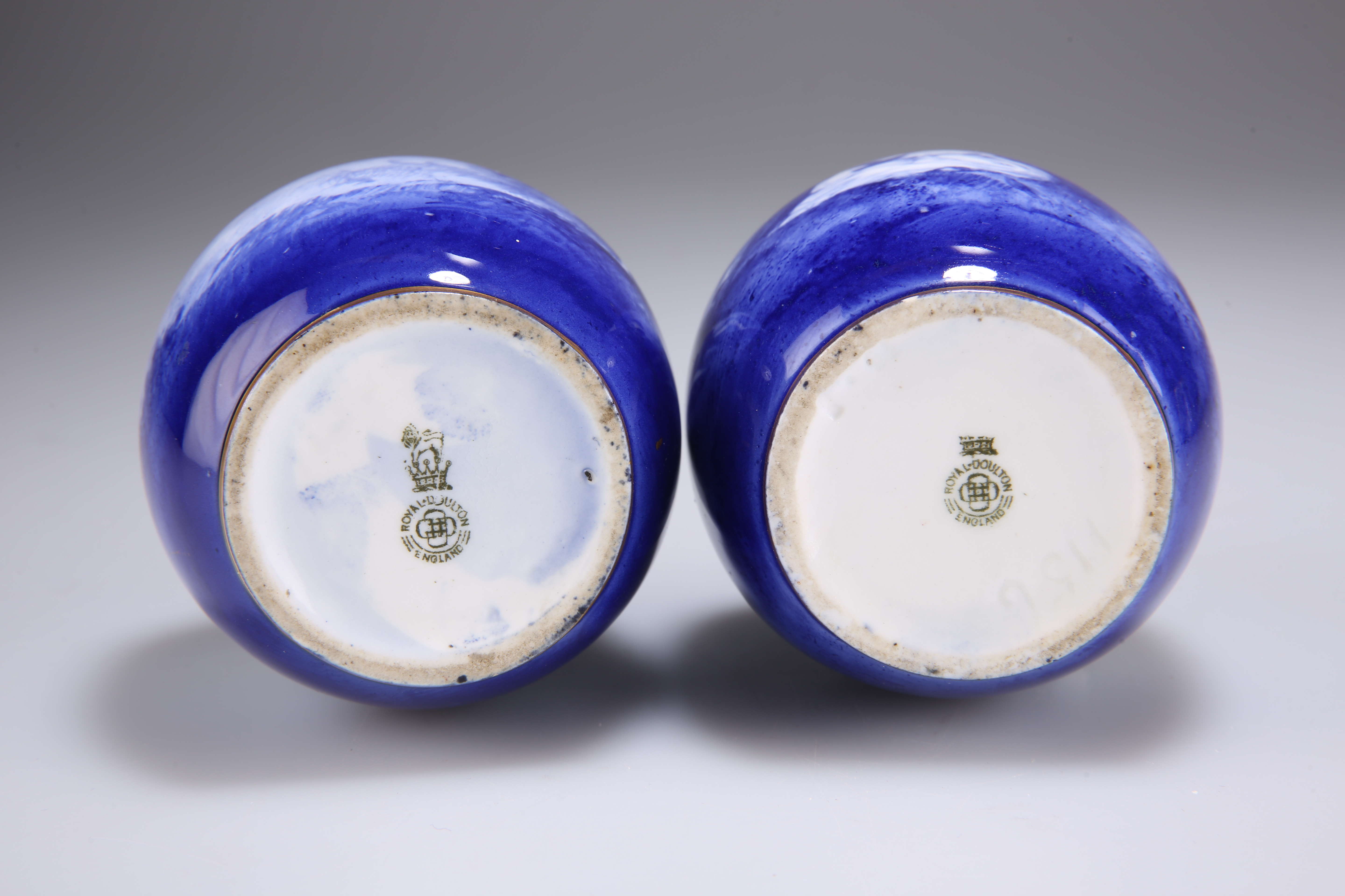 A PAIR OF ROYAL DOULTON BLUE CHILDREN SERIES VASES - Image 3 of 3