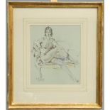 FRANCO MATANIA (1922-2006), FEMALE NUDE SEATED ON A SETTEE