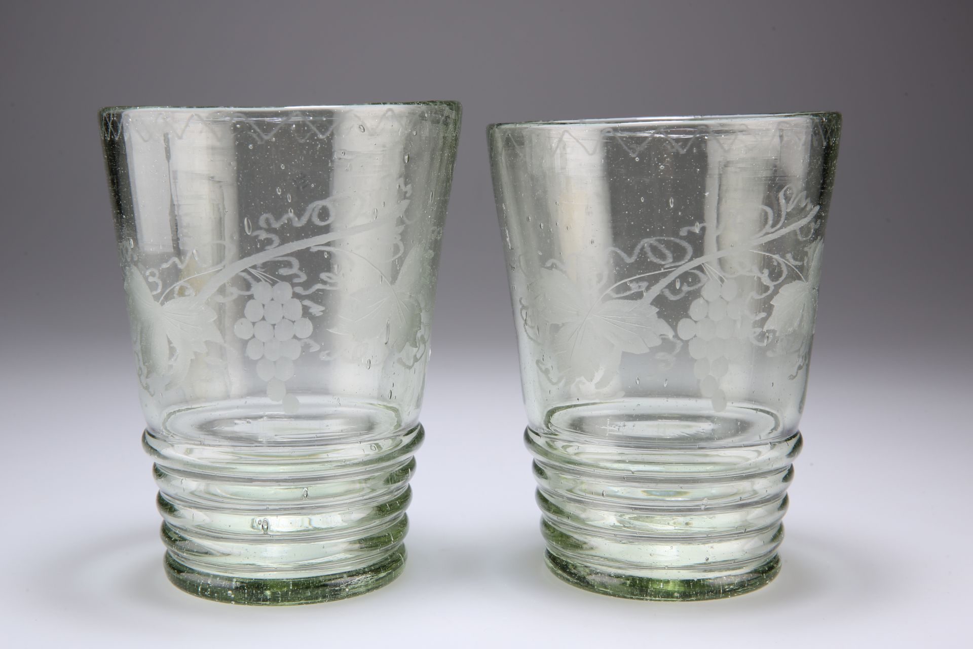 A PAIR OF SODA GLASS TUMBLERS