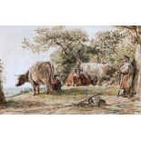 JOHN LINNELL (1792-1882), CATTLE AND HERDSMAN REST