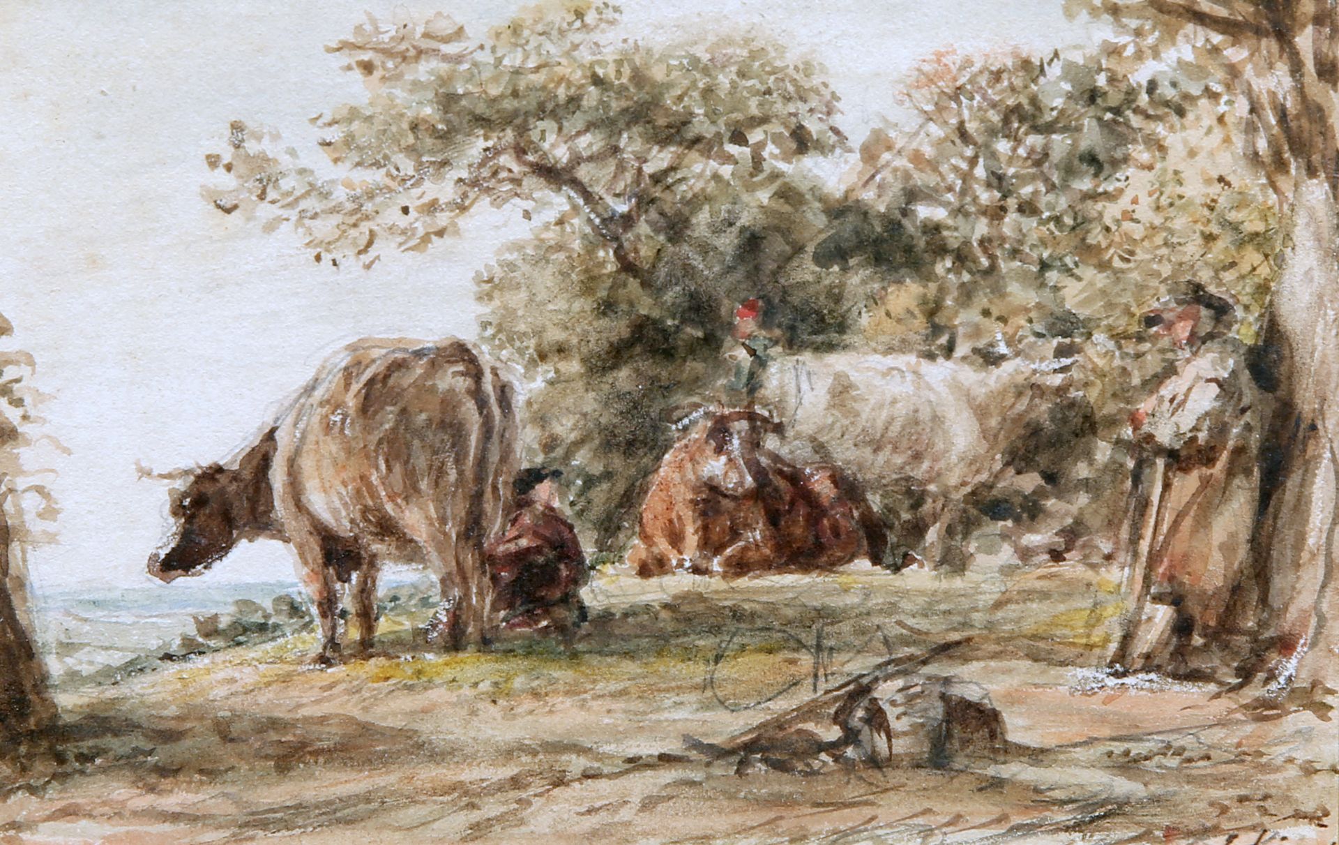 JOHN LINNELL (1792-1882), CATTLE AND HERDSMAN REST