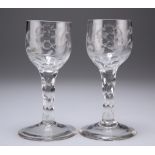 A PAIR OF JACOBITE WINE GLASSES