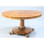 A REGENCY ROSEWOOD TILT TOP BREAKFAST TABLE