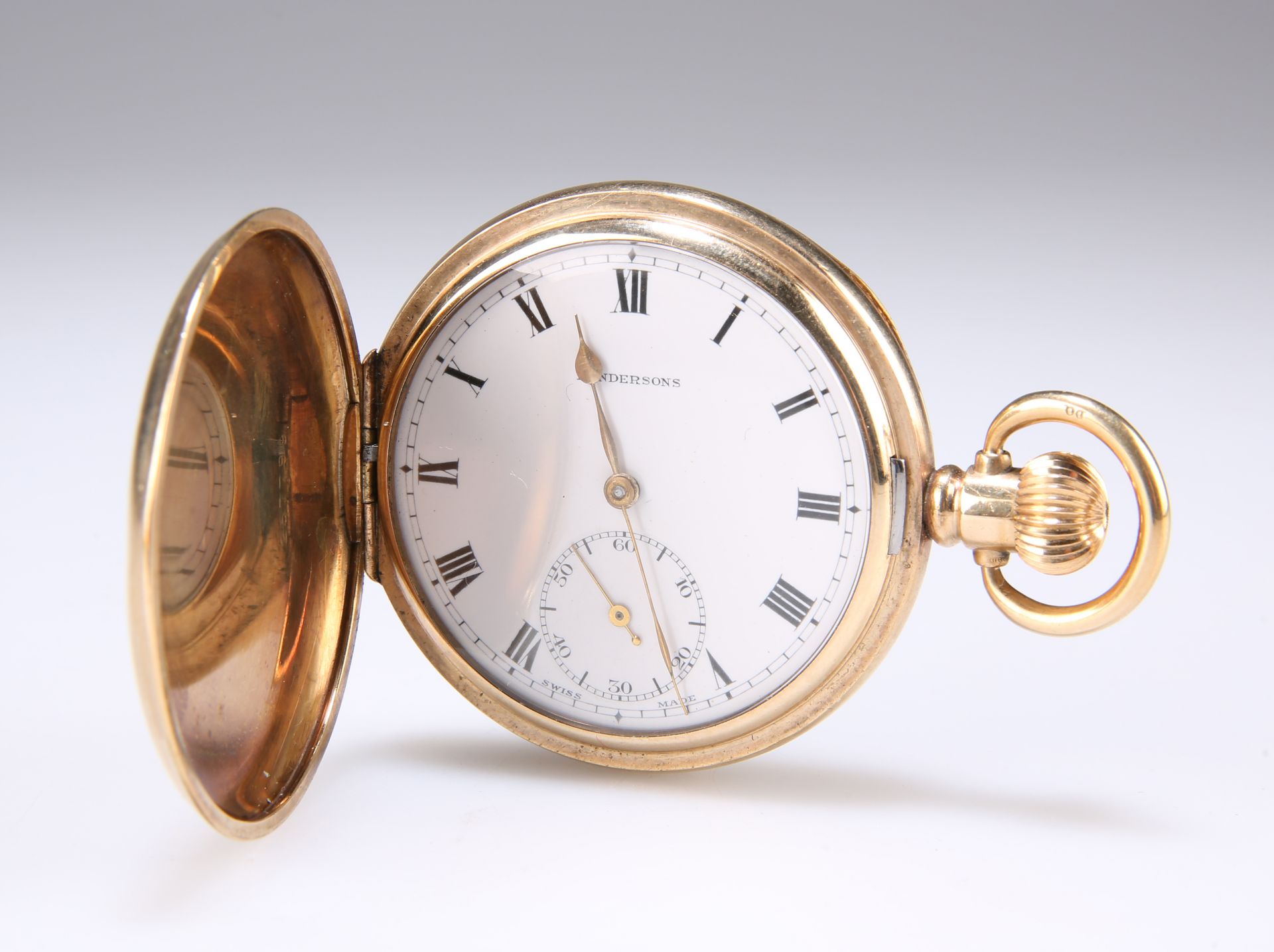 A GOLD-PLATED FULL HUNTER POCKET WATCH - Bild 2 aus 3