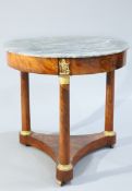 AN EMPIRE STYLE MARBLE TOPPED MAHOGANY GUERIDON