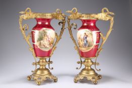 A PAIR OF 'VIENNA' GILT-METAL MOUNTED PORCELAIN VA