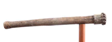 A WWI TRENCH CLOSE FIGHTING MACE WITH WOODEN SHAFT