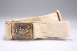 A SCARCE PRE 1881 OFFICERS' PATTERN WHITE LEATHER SWORD BELT