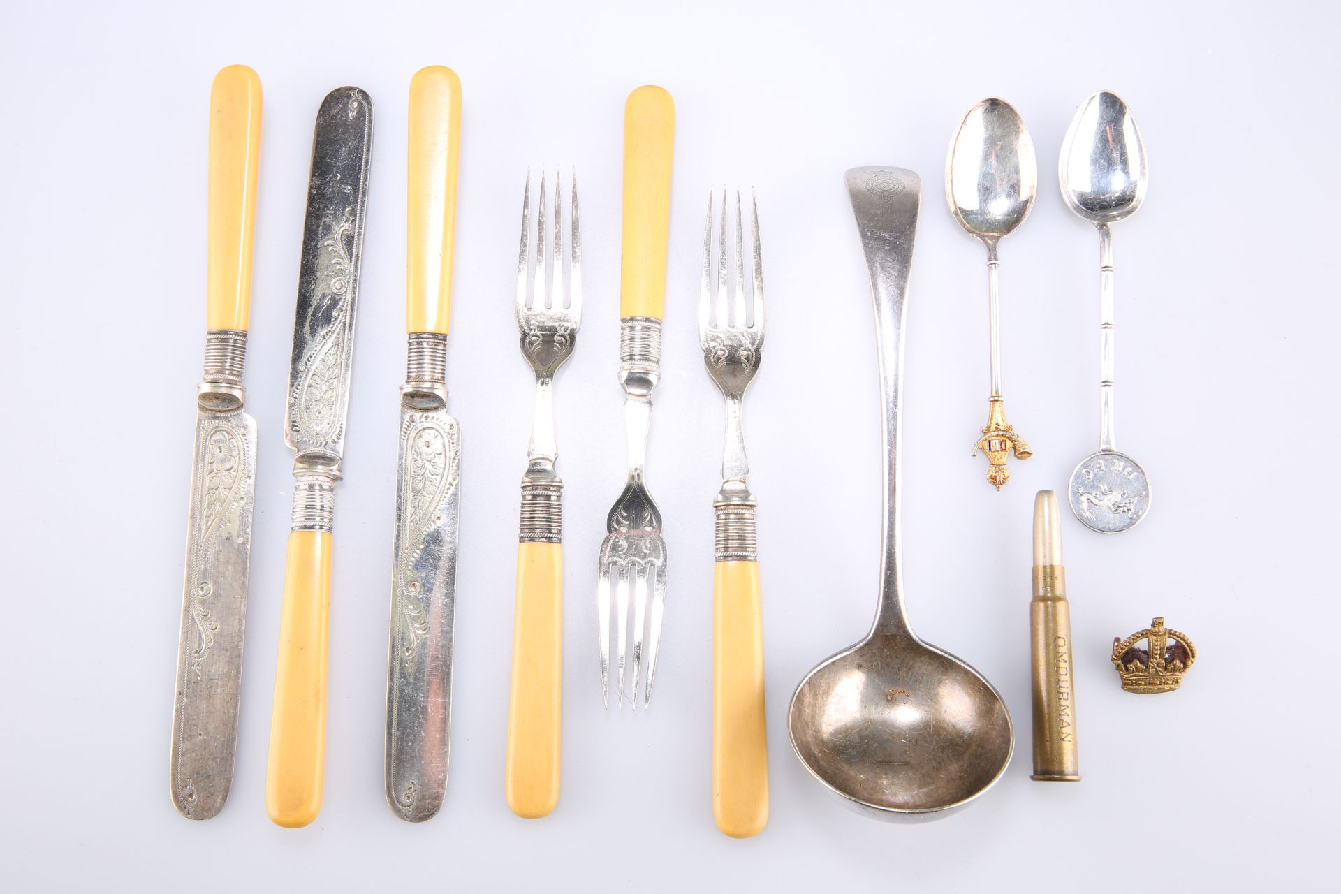 THREE PAIRS OF HEAVILY PLATED FRUIT KNIVES AND FORKS