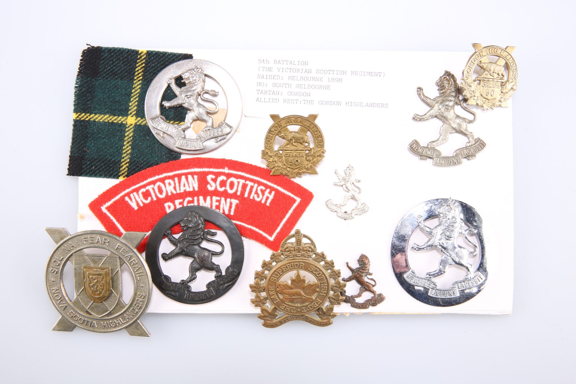 BADGES RELATING TO THE VICTORIAN SCOTTISH REGIMENT OF AUSTRALIA