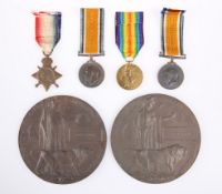 WWI BROTHERS, BOTH KIA: 1914/15 STAR, WAR MEDAL AND DEATH PLAQUE