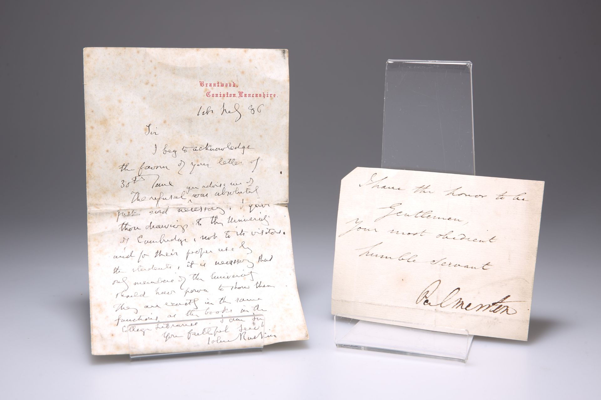 JOHN RUSKIN AUTOGRAPHED LETTER