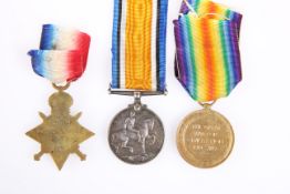 A 1914/15 STAR, WAR AND VICTORY MEDALS