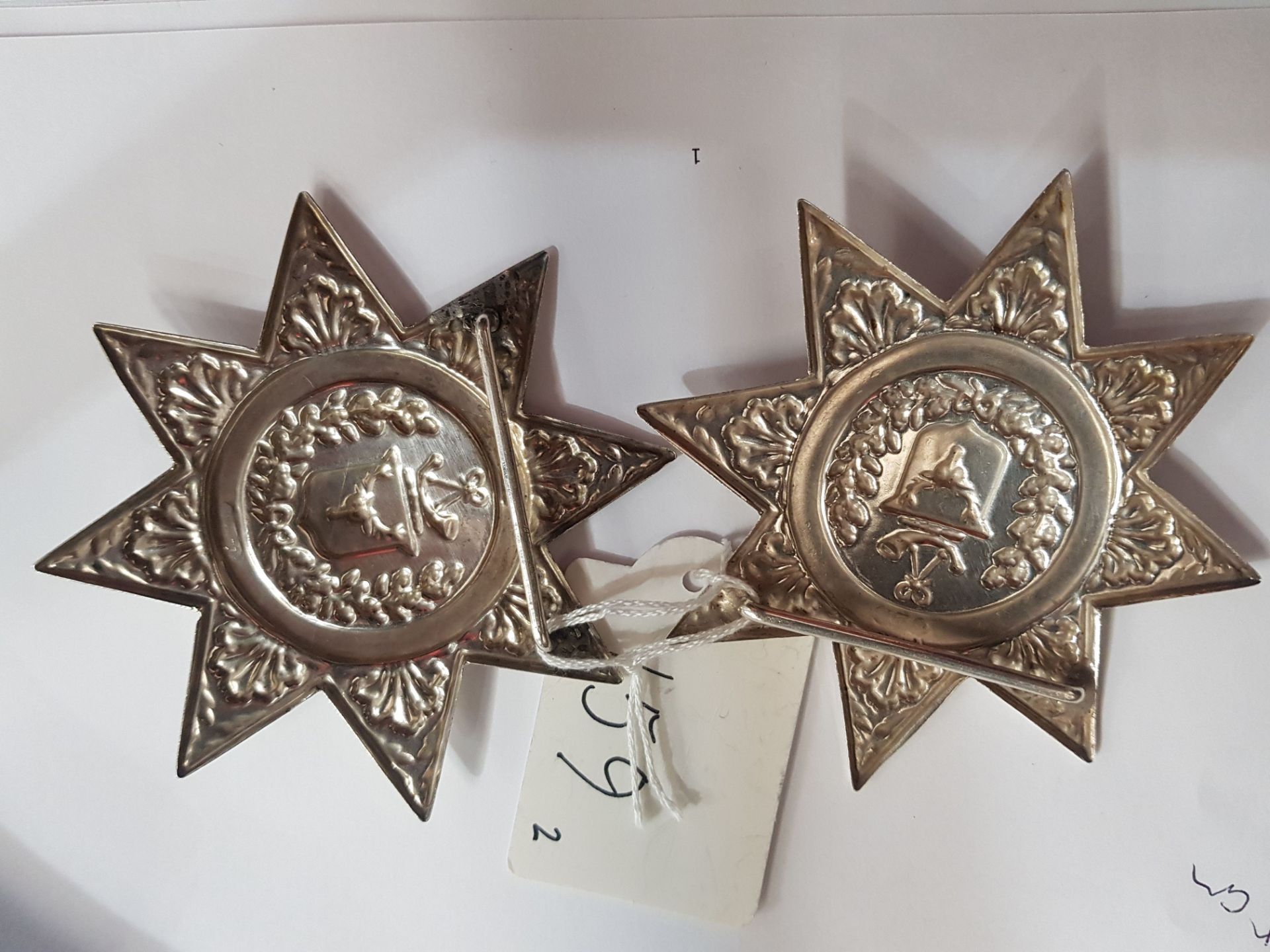 TWO HM SILVER ANCIENT ORDER OF FORESTERS SASH STARS - Bild 2 aus 2