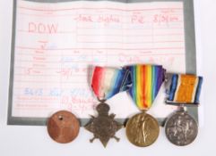 A 1914/15 STAR WITH WAR AND VICTORY MEDALS