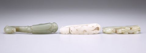 THREE CHINESE JADE BELT HOOKS