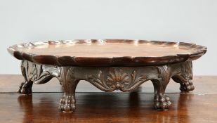 AN 18TH CENTURY CARVED MAHOGANY LAZY SUSAN