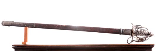 A STEEL HILT SCOTTISH SWORD WITH CEREMONIAL BASKET HILT