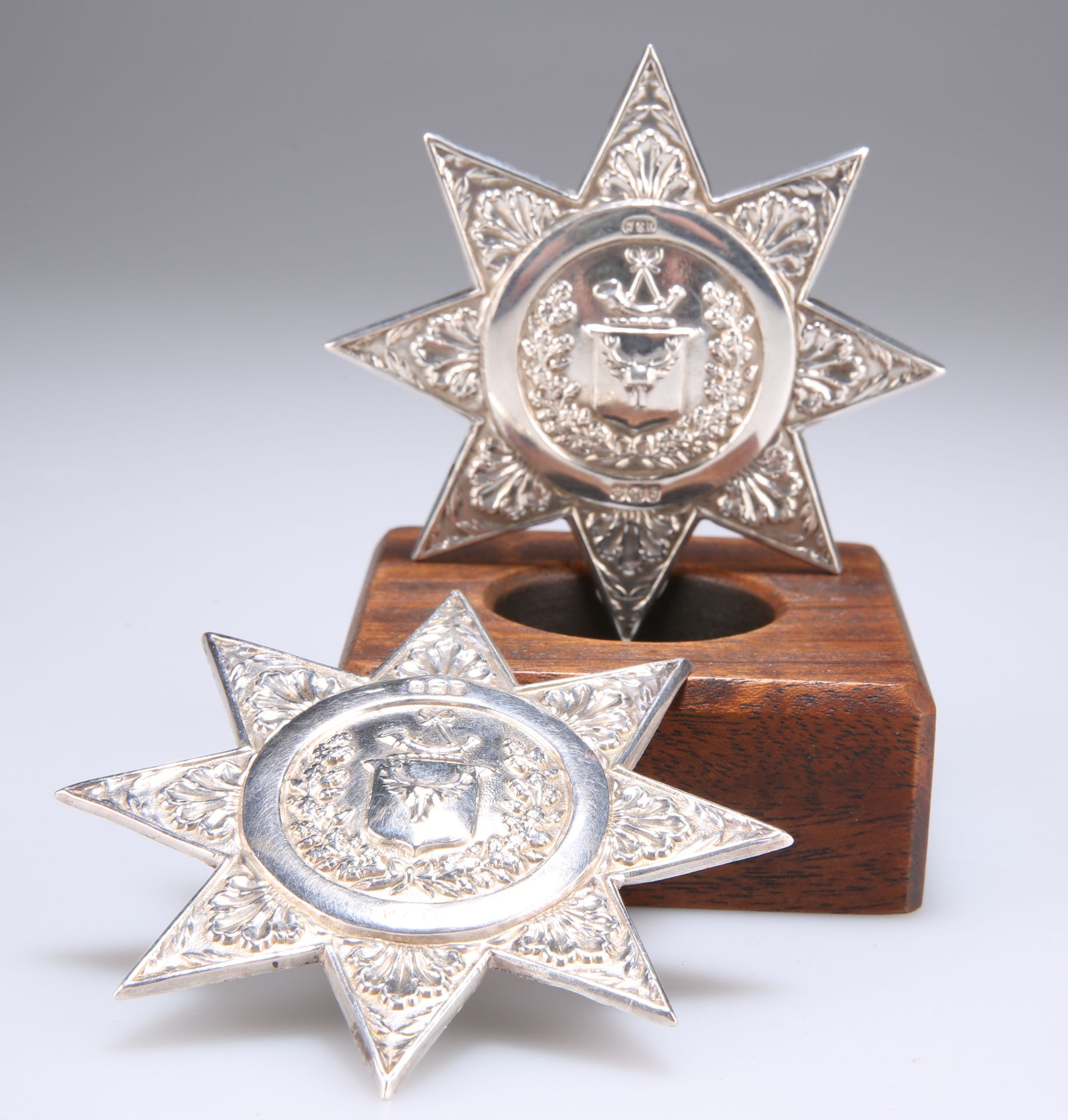 TWO HM SILVER ANCIENT ORDER OF FORESTERS SASH STARS