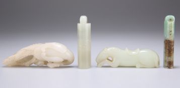 FOUR CHINESE JADE CARVINGS