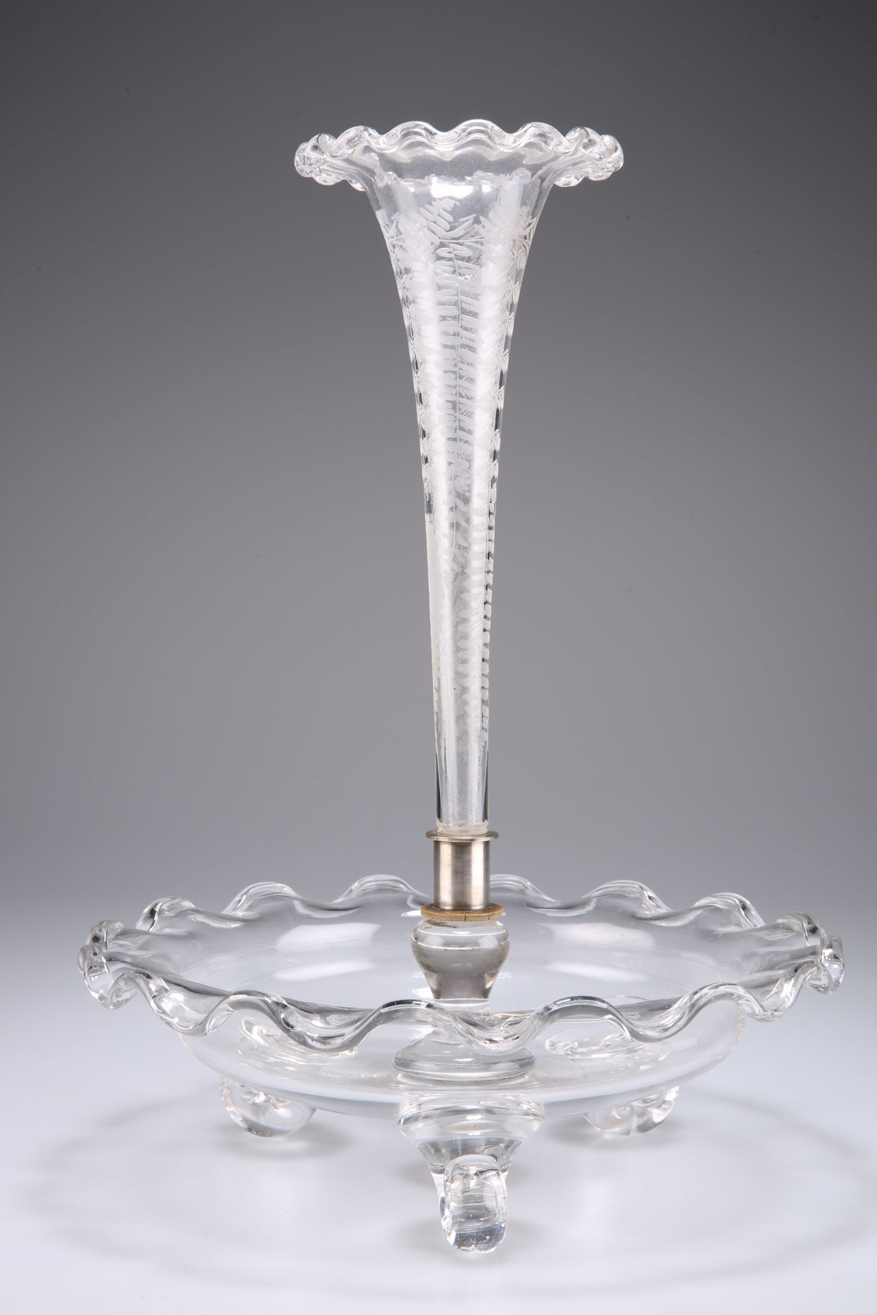 A VICTORIAN GLASS EPERGNE