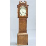 A VICTORIAN OAK AND MAHOGANY 8-DAY LONGCASE CLOCK